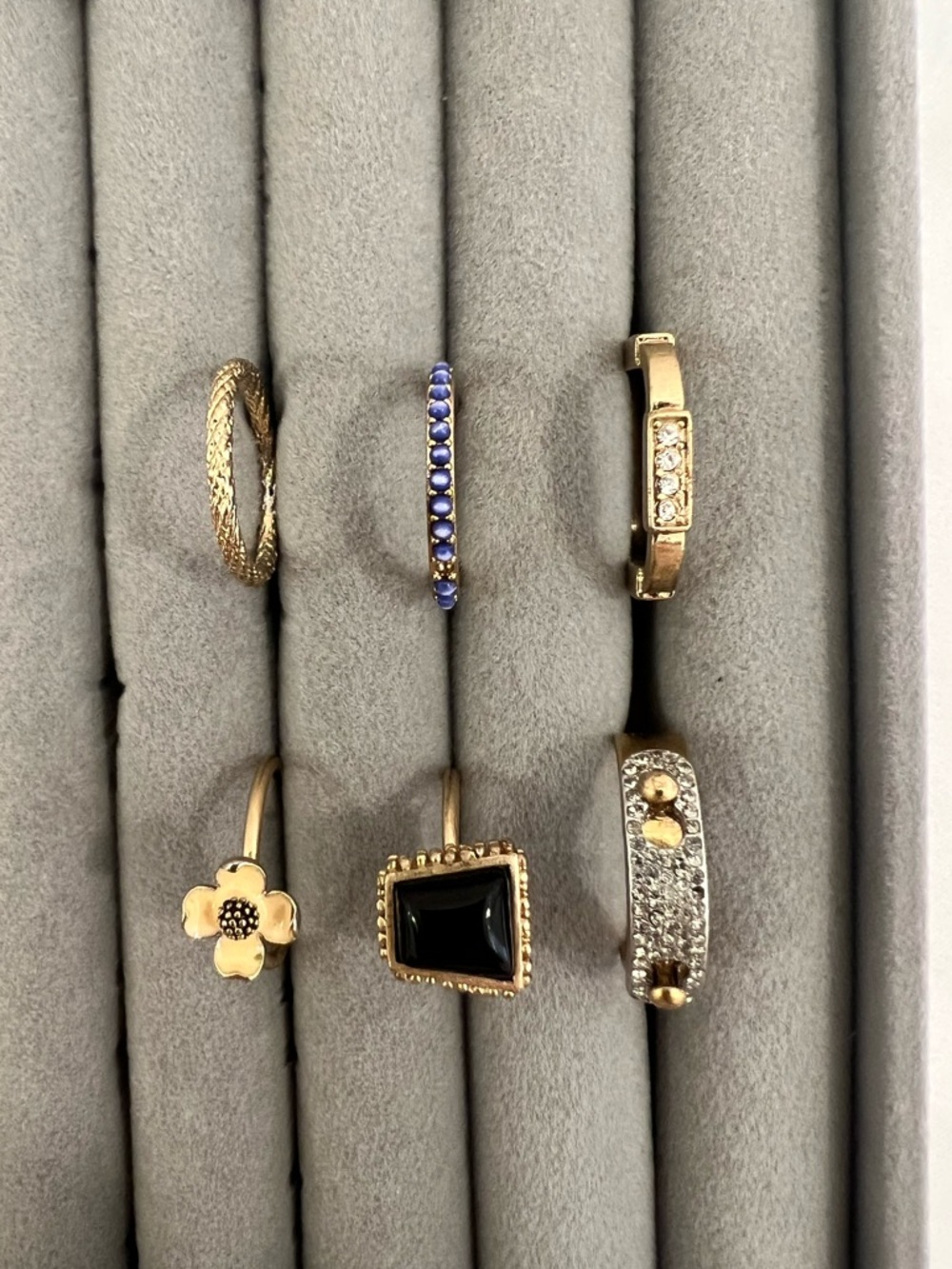 Madewell Gold-Tone Mixed Gemstone Stackable Rings Set